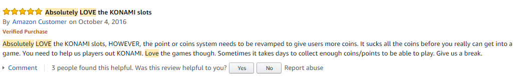 Konami Amazon Review