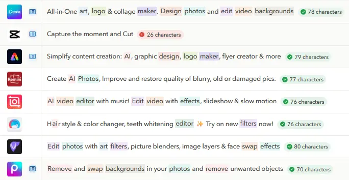 competitor app keywords
