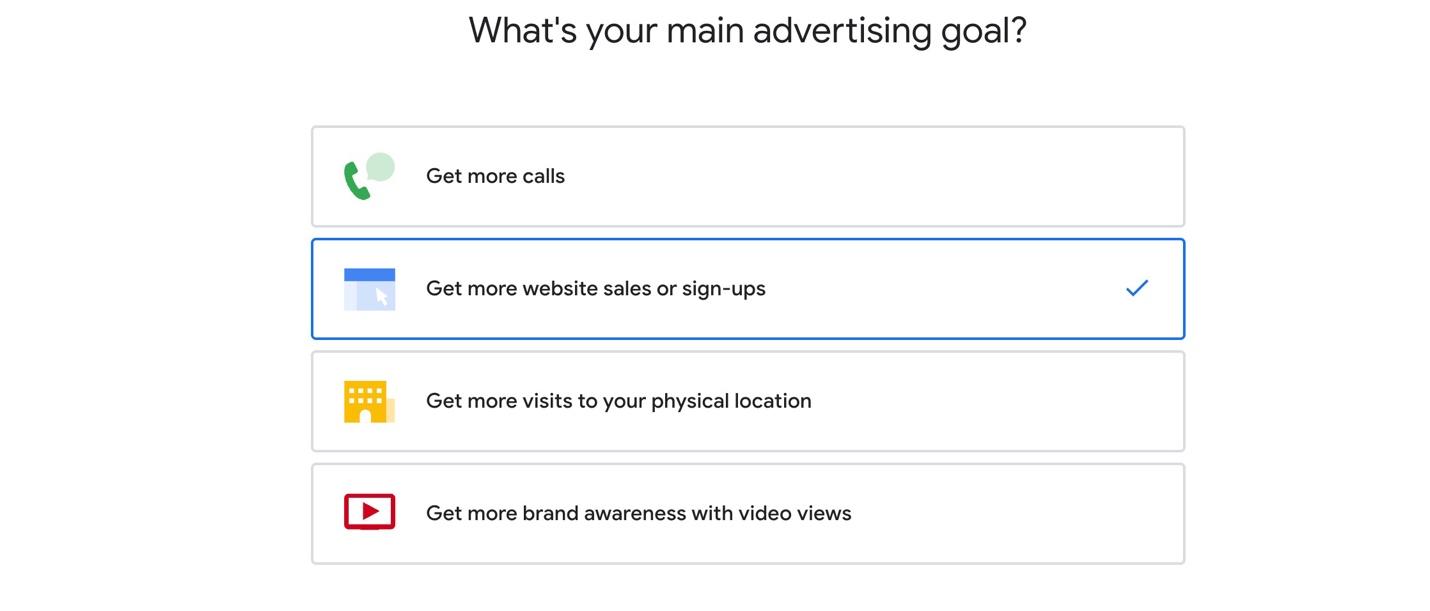 google ads goals