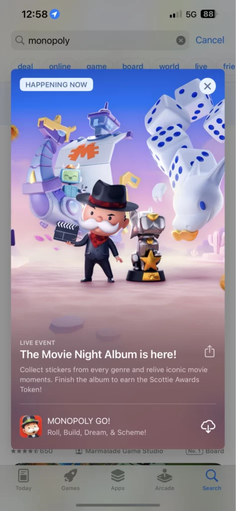 In-app events