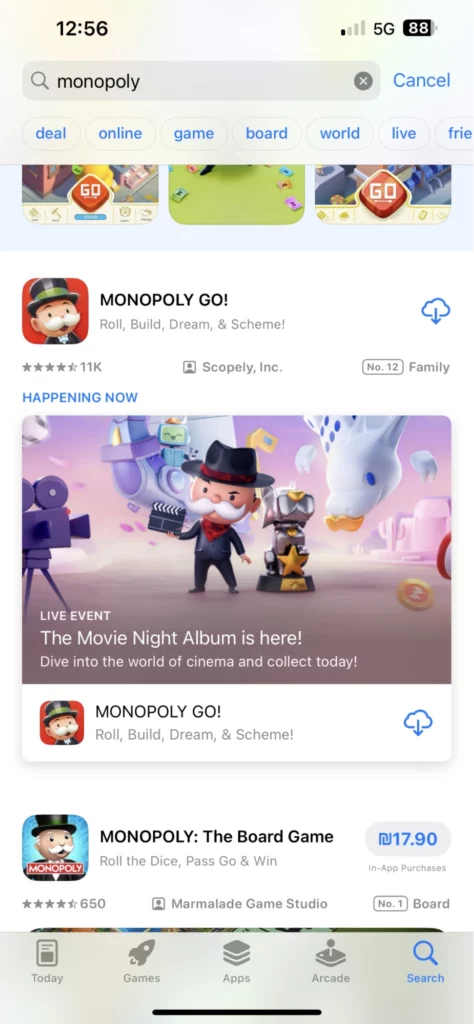In-app events