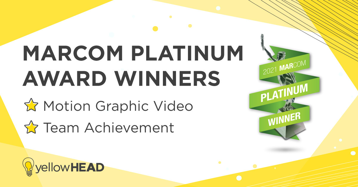 banner announcing yellowhead's double platinum win at the Marcom Awards 2021