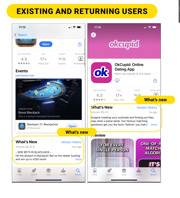 Promotional Text & What's New section in existing and returning users